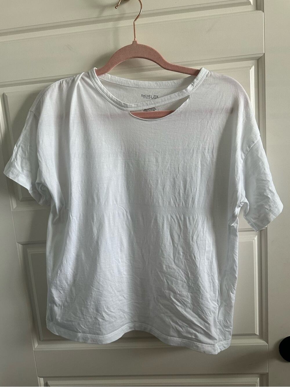 Rachel Zoe Small Cut-Out T-shirt blouse White Contemporary Layering Basic